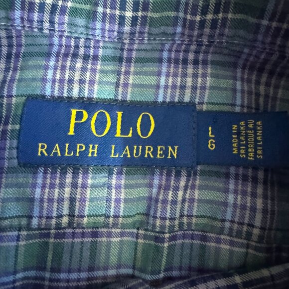 Polo Ralph Lauren Mens Plaid Button‎ Down Shirt Size L Green Long Sleeve Pony - Picture 5 of 7